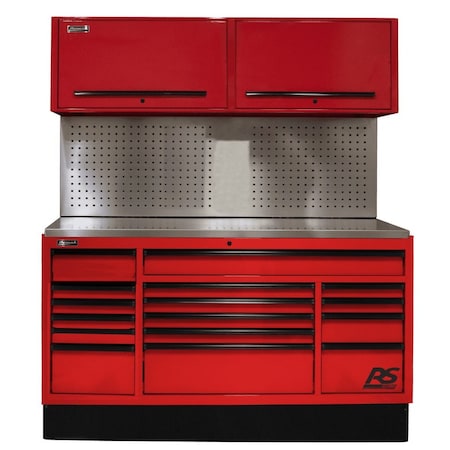 Homak 72in CTS Set with Tool Board Back Splash - Red RDCTS72002